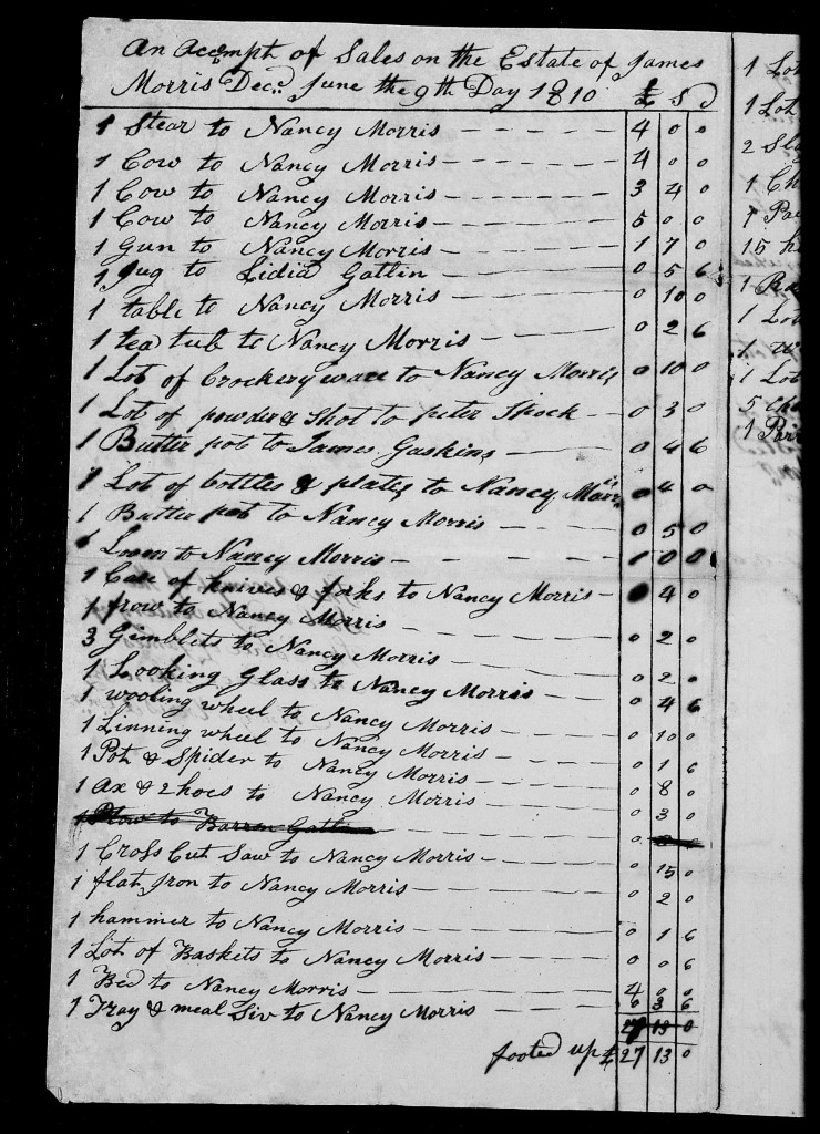 p3 of Estate Records of James MORRIS, Craven County (1811)