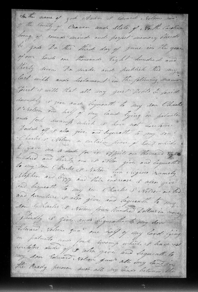 Edward Nelson Sr, Craven County 1837 p1