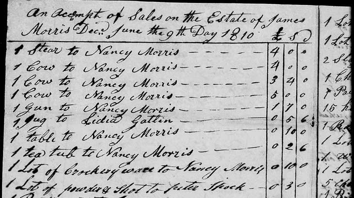 Morris Notes from Craven County Estate Records (and two from Duplin)
