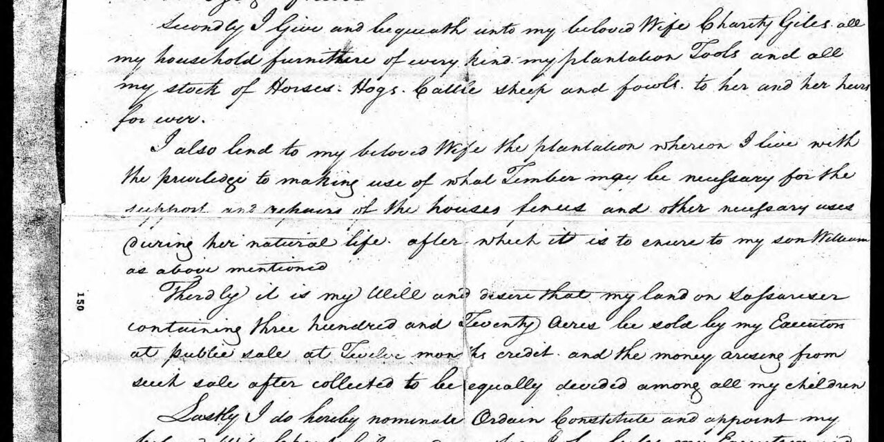 Will of Nathaniel Giles (1790) – Johnston County