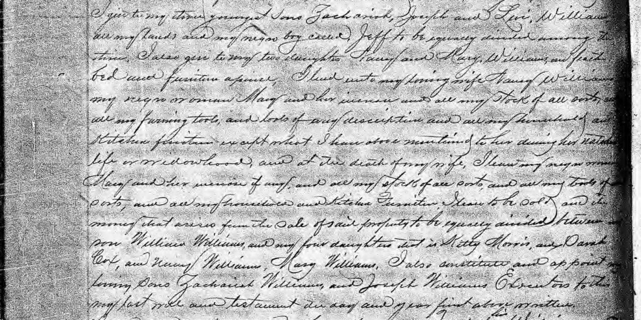 Will of Talbot Williams (1820) – Craven County