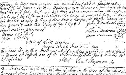 John Anderson of Craven County gives whole estate to Nathan and James Anderson (1798)