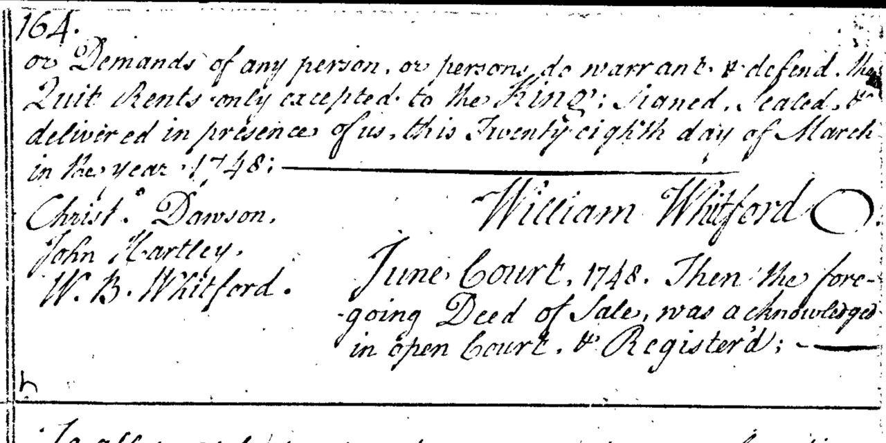 William Whitford to Thomas Whitford (Craven County, 1748)