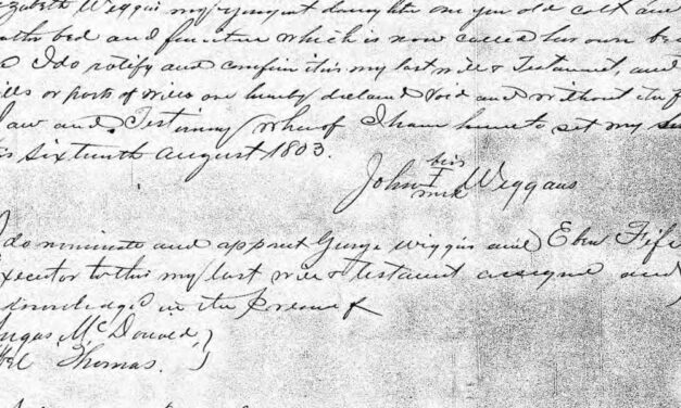 Will of John Wiggins of Craven County (1803)