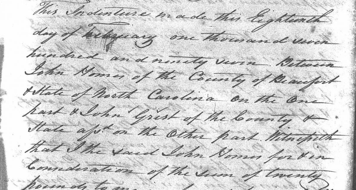 John Holmes & wife Esther to John Grist (Beaufort County, 1797)