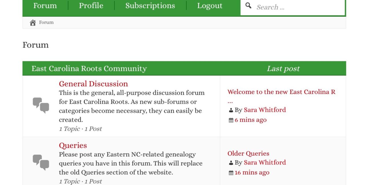 Check out the new East Carolina Roots Forum!